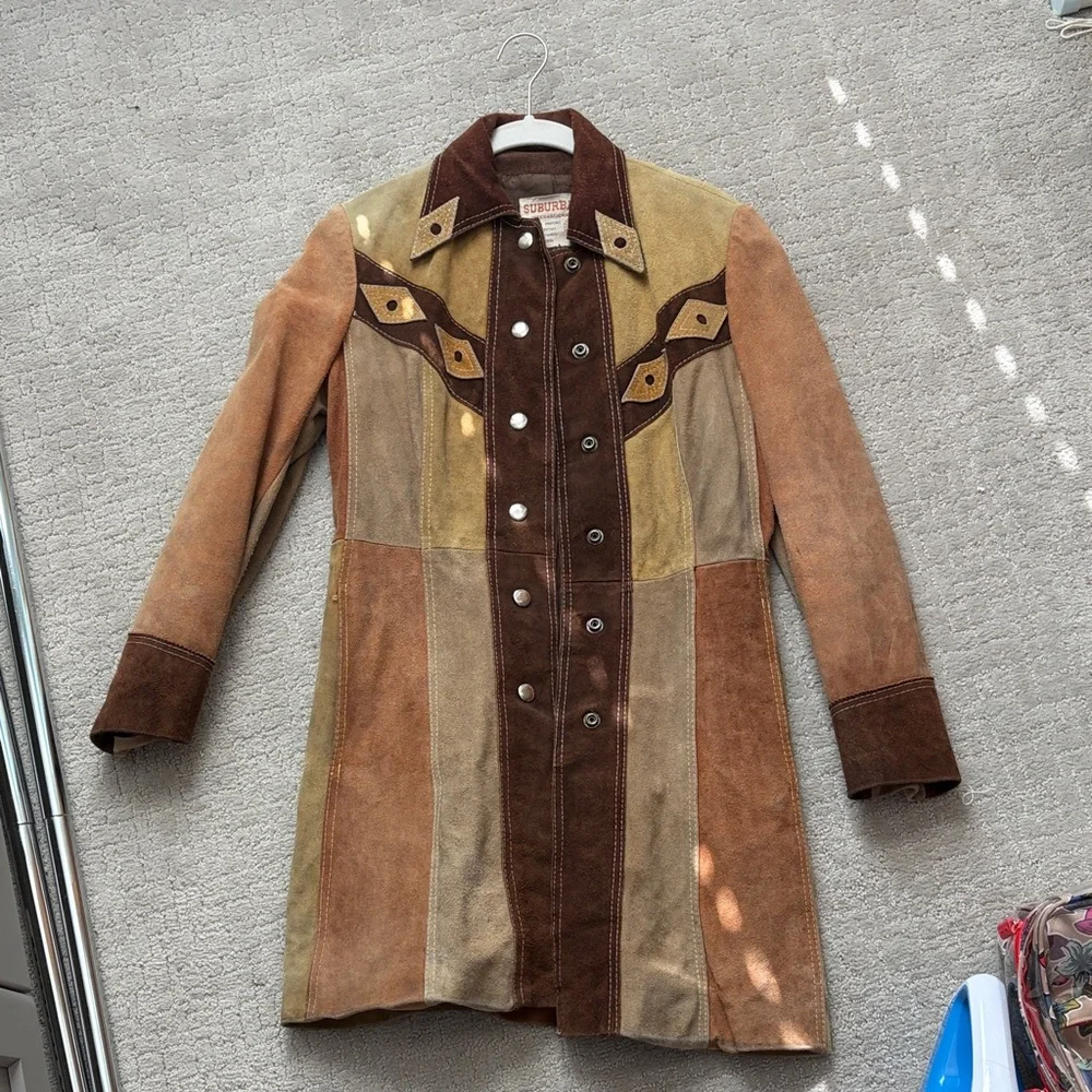 Vintage multicolored suede jacket by suburban international - Picture 1 of 9